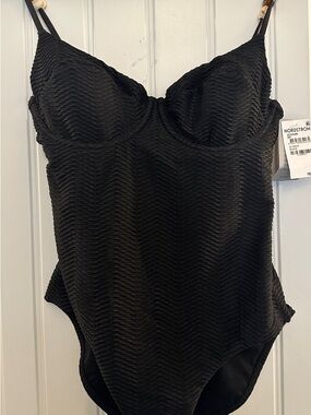 Sea Level Australia Textured Balconette One Piece Black NWT Size 8 Nordstrom